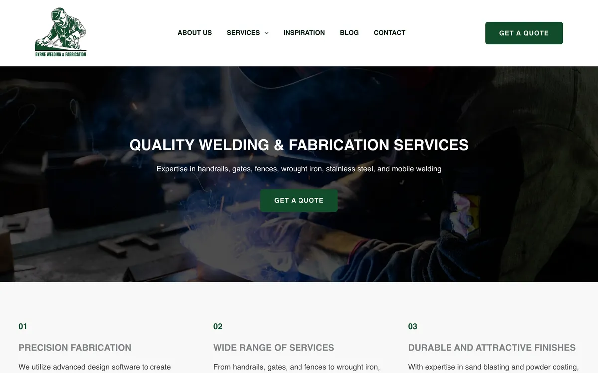 Byrne Welding & Fabrication previous website
