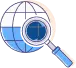 Graphic illustrating the importance of optimizing Google Business Profiles for local visibility and customer engagement, featuring a globe and magnifying glass symbolizing search enhancement.