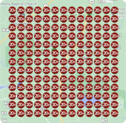 A grid of identical weather symbols displaying "20+" is overlaid on a map background, representing success stories in forecasting accuracy.