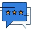 Graphic representation of customer reviews with five-star ratings, emphasizing online reputation management and credibility enhancement for local businesses.