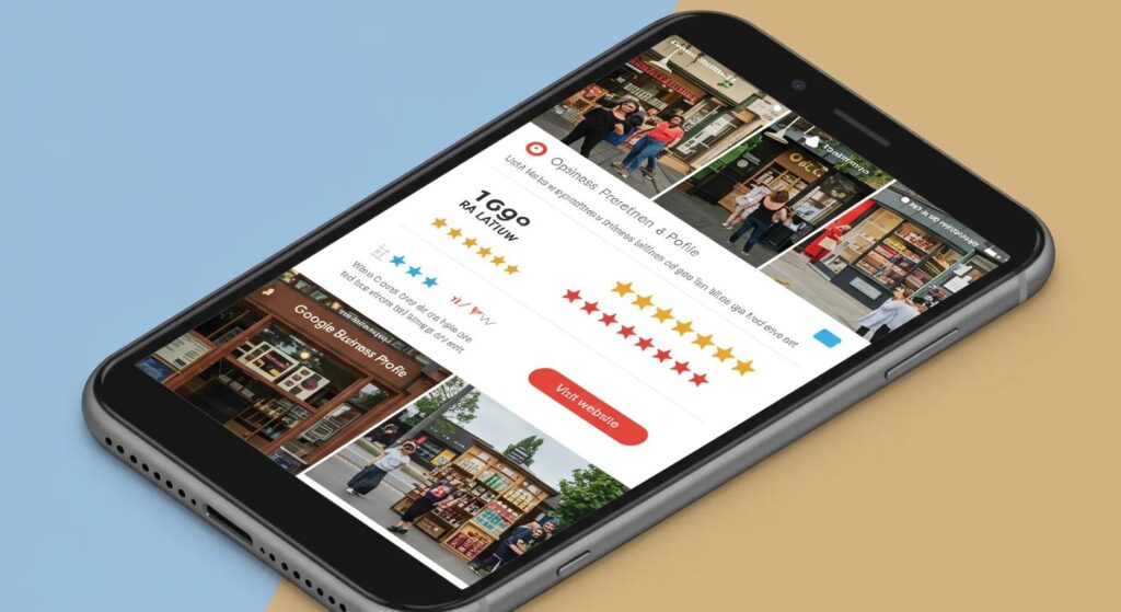 Screenshot or illustration of an optimized Google Business Profile with high ratings