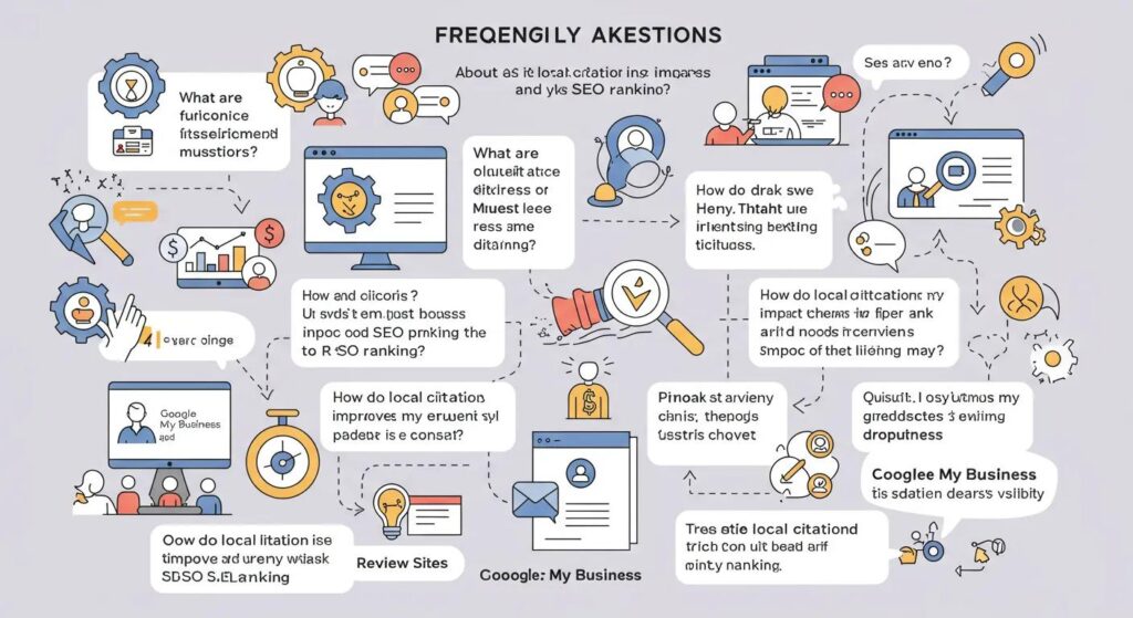 Illustration of frequently asked questions about local citations and SEO ranking