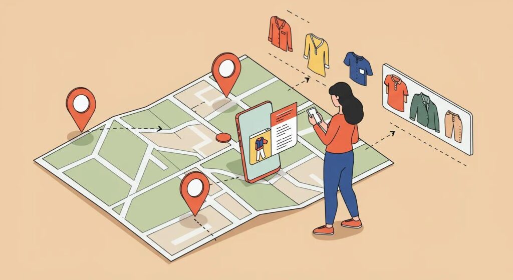 Illustration of local citations leading to increased apparel sales and customer discovery